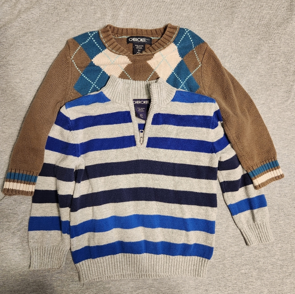 2 Cherokee 3T long sleeve sweaters